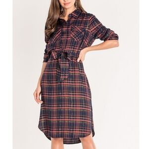 NWT MISS ME Womens Flannel Plaid Shirt Dress